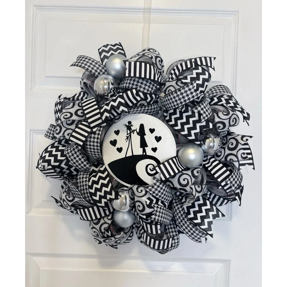 Jack Skellington The Nightmare Before Christmas Wreath Halloween Decor Sally